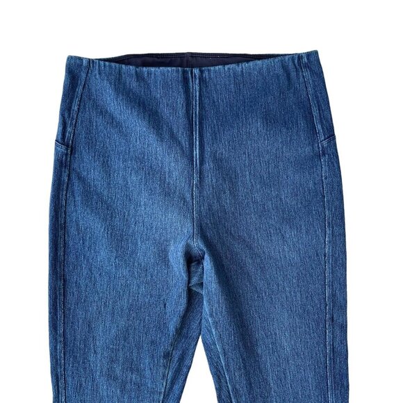 🌟 Lysse SZ S High Waisted Blue Denim Leggings Zip Hem Stretch Skinny Jeggings - Picture 3 of 8